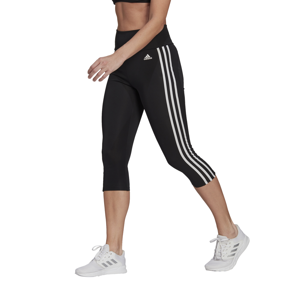Adidas | Womens Designed 2 Move High Rise 3-Stripes 3/4 Tight (Black ...